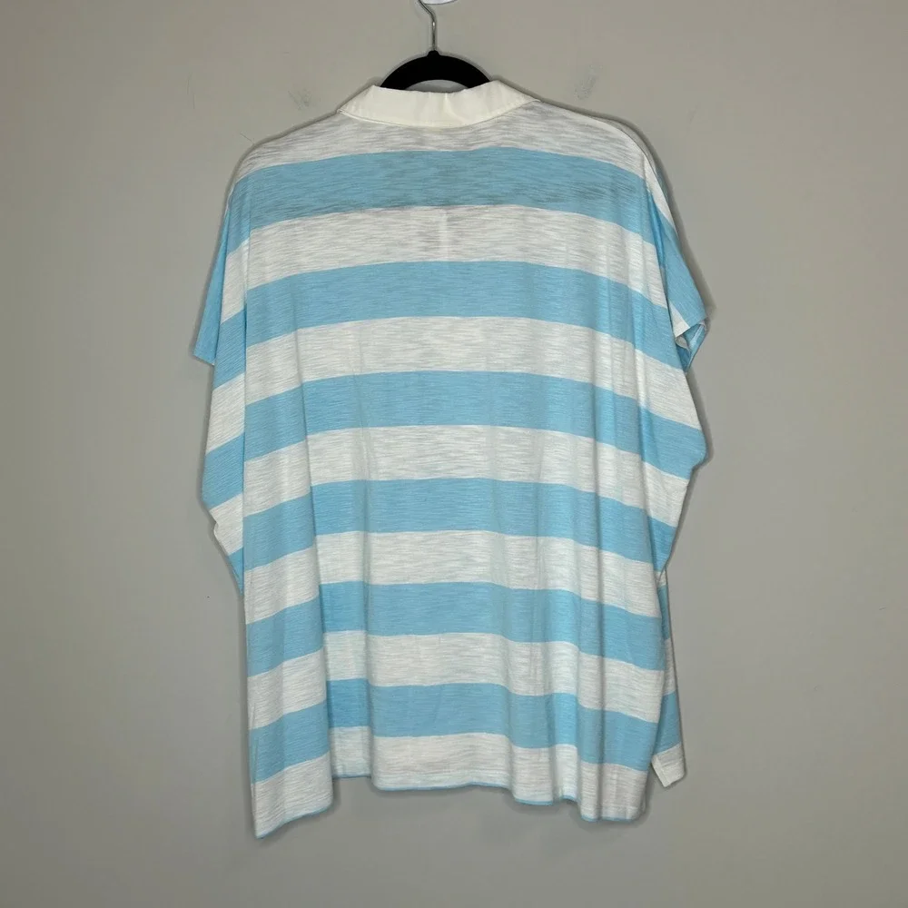Torrid Belle Isle Cotton Collared Polo Top Blue Stripes Size 0X Large NWT - Picture 3 of 13